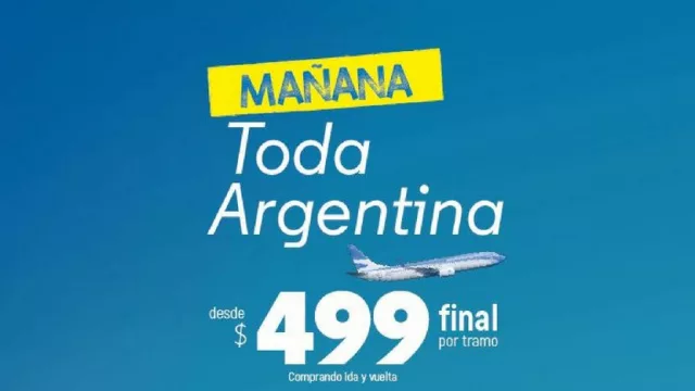 Aerolíneas Argentinas "madruga" a Flybondi y ofrece NQN-AEP-NQN a $ 1.480 (con 30 días de antelación)