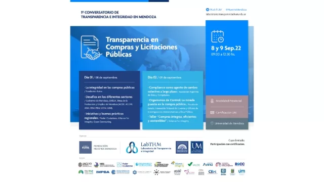 1° Conversatorio de Transparencia e Integridad en Mendoza, reúne a organizaciones internacionales referentes en integridad