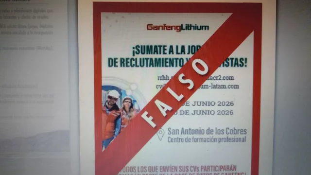 Ganfeng alertó sobre falsas ofertas laborales y eventos vinculados a la minería